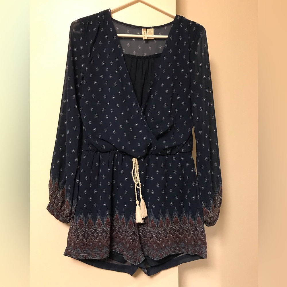 Japna Navy Blue Patterned Romper